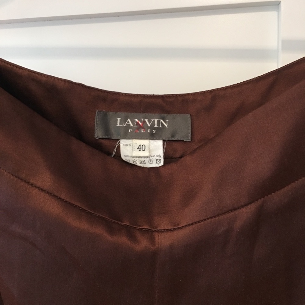 Lanvin purple satin wide leg flare trousers